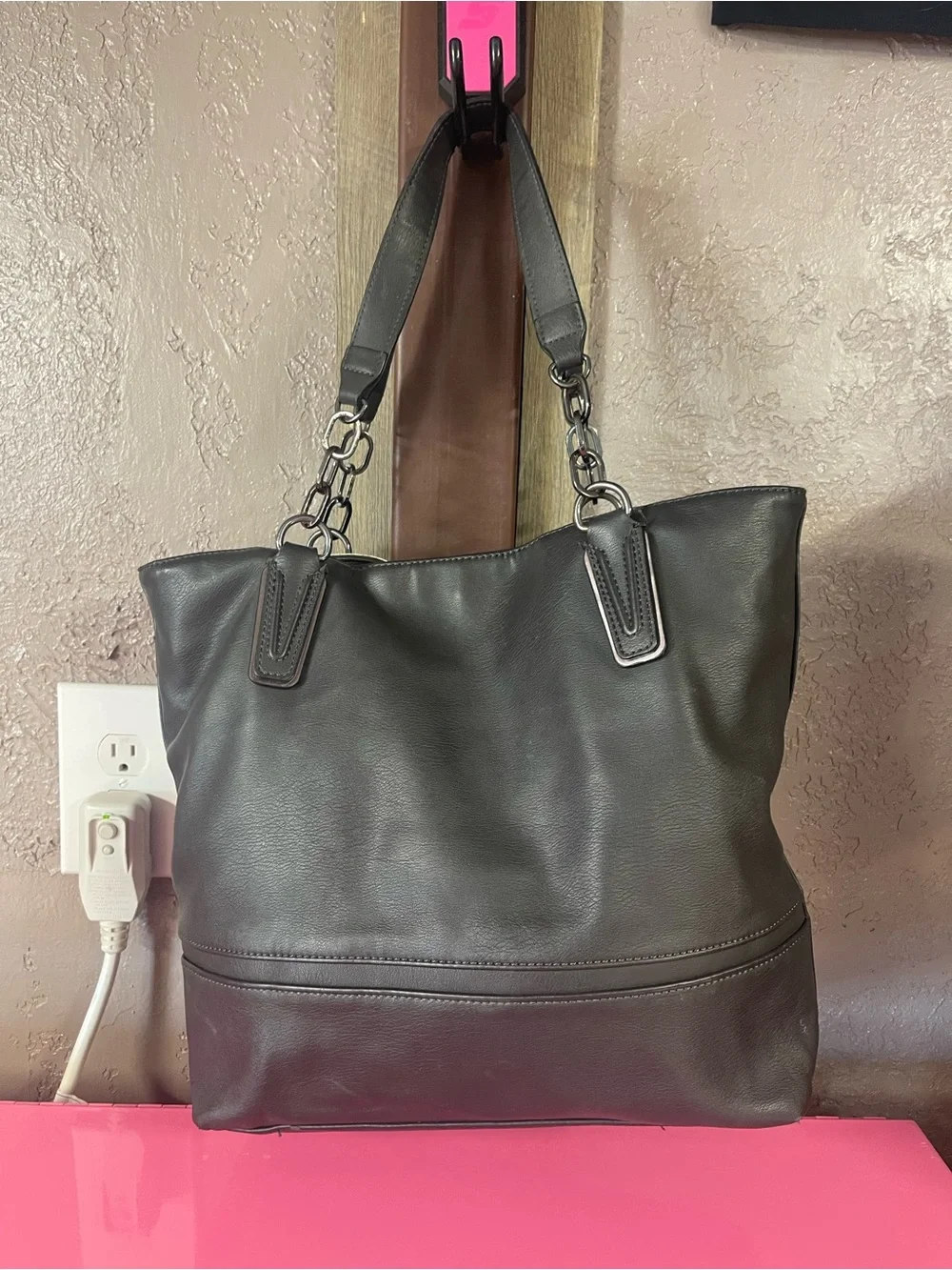 Simply Vera Vera Wang Black Tote with Blush Floral Print